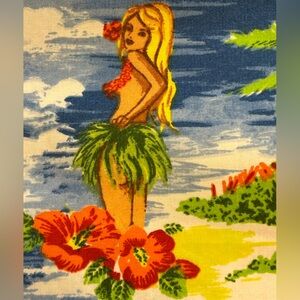 Men’s Hollister Y2K surfer girl print retro Cali vacay mode Hawaiian shirt LG